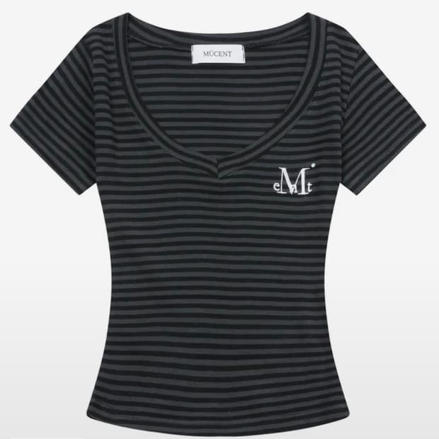 무센트 브이넥 스트라이프 반팔 티