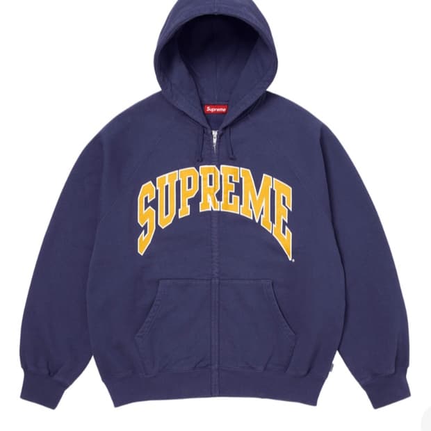 xl 슈프림 크랙 래글런 집업 후드 워시드 네이비