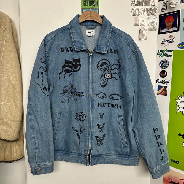 오베이 페인팅 데님 집업 자켓