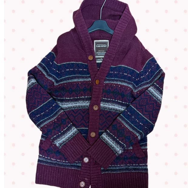 고구마색 니트 후드 가디건 