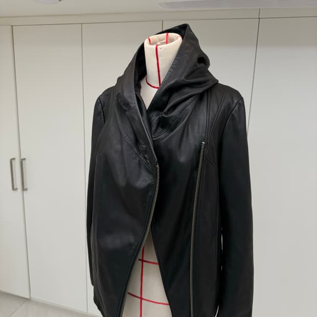 헬무트랭 블랙 양가죽 집업 후드 가죽 자켓 L