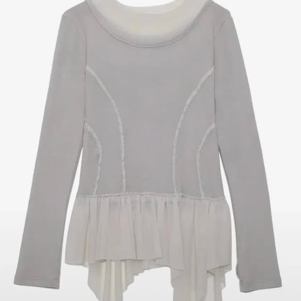 플레어업 레이어드 레이스 프릴 긴팔 티셔츠 / Layered 