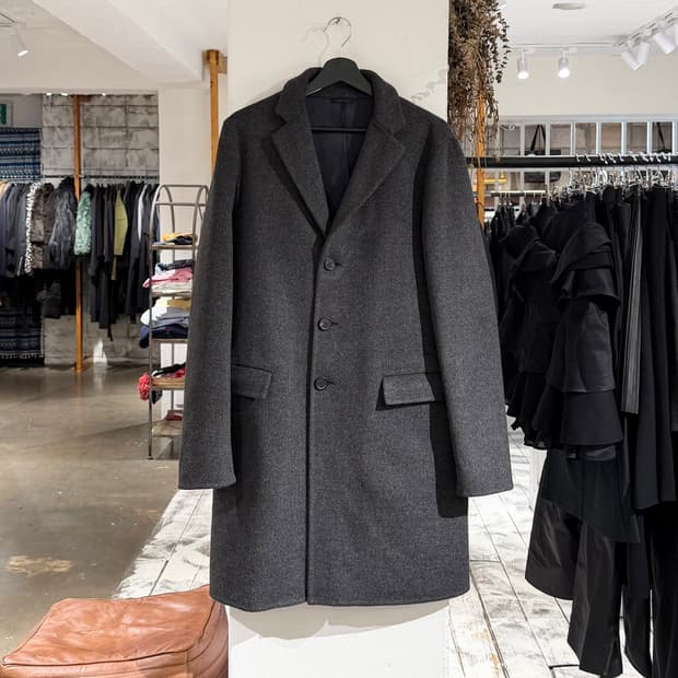 질샌더 그레이 싱글 울 코트