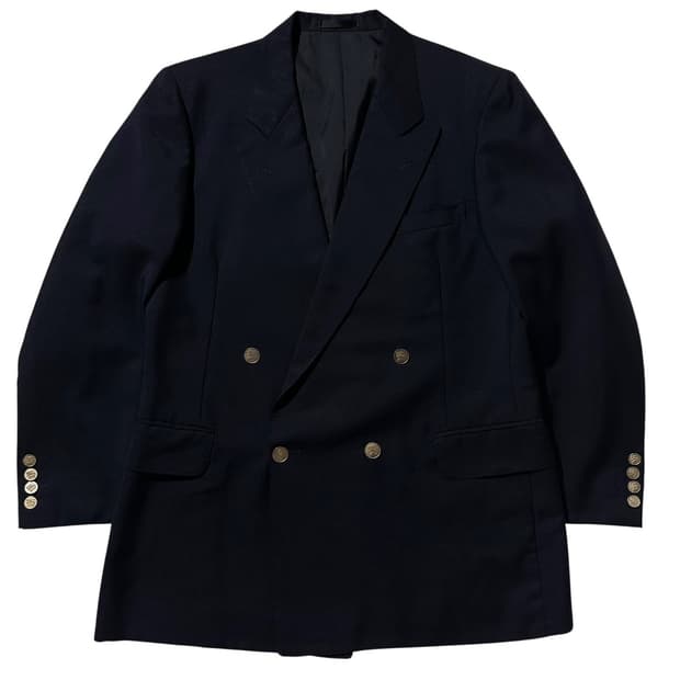 버버리 울 모헤어 금장버튼 더블 블레이저 자켓 네이비