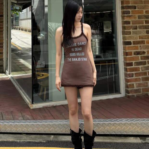 스컬프터 Acid Farm Mini Dress Mocha M사이즈