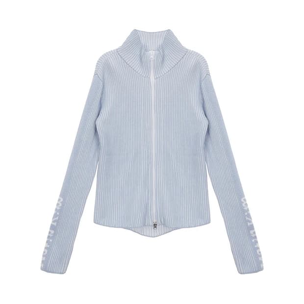 마뗑킴 SLEEVE POINT ZIP UP CARDIGAN IN SKY 
