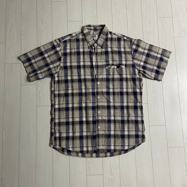[M] 00s 굿이너프 백 로고 마드리드 체크 반팔 셔츠