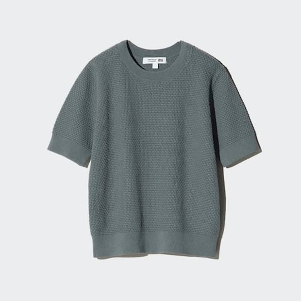 UNIQLO 콜라보 꼼뜨와 데 꼬또니에 코튼 팝콘 슬리브리스 스웨터