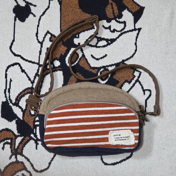 JPN 빈티지 모리걸 스트라이프 미니 크로스백