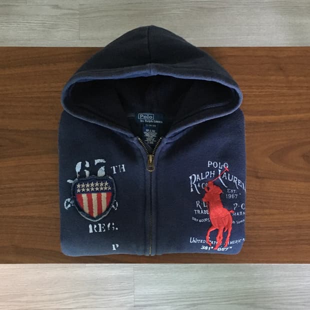 폴로 빅포니 성조기 후드집업 네이비