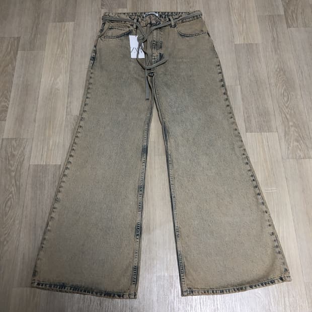 (32) 새상품 자라 ZARA 블리치 워싱 플레어 와이드핏 데님 팬츠