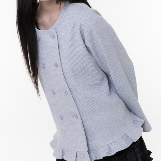 나이엔 더블버튼 가디건 그레이