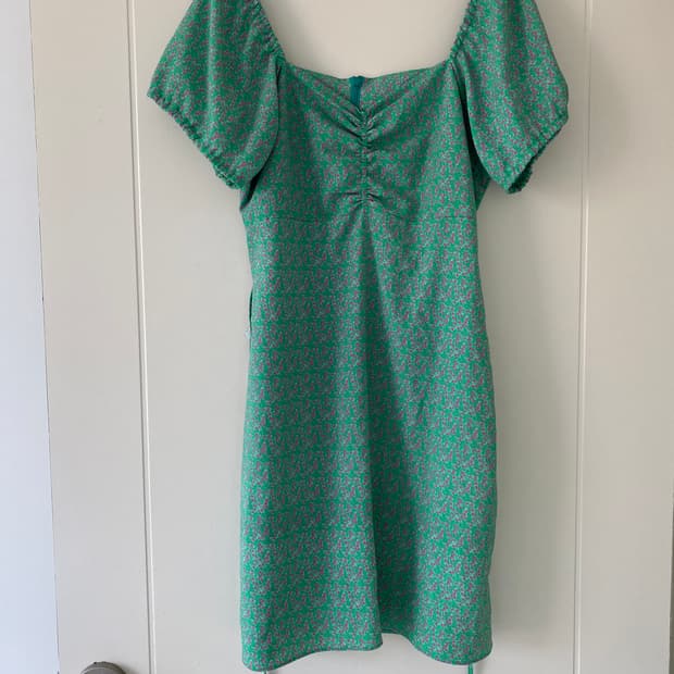 vintage 그린 플라워 원피스
