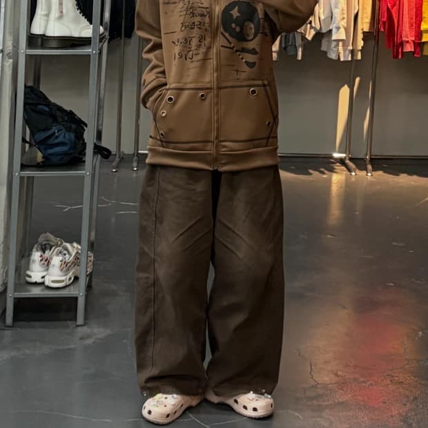 빈티지 y2k 해골 털 후드집업 A2992