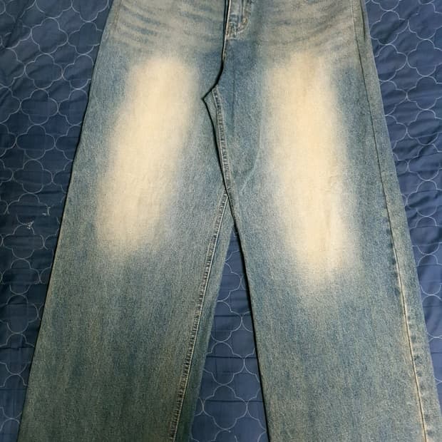 COLLAVO 밑단컷팅 빈티지 데미지 워싱 와이드 데님팬츠 (32)