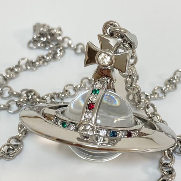 비비안웨스트우드 아카이브 멀티컬러 크리스탈 빅orb 팬던트 목걸이