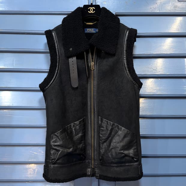 폴로 랄프로렌 B-3 리얼 퍼 레더 베스트