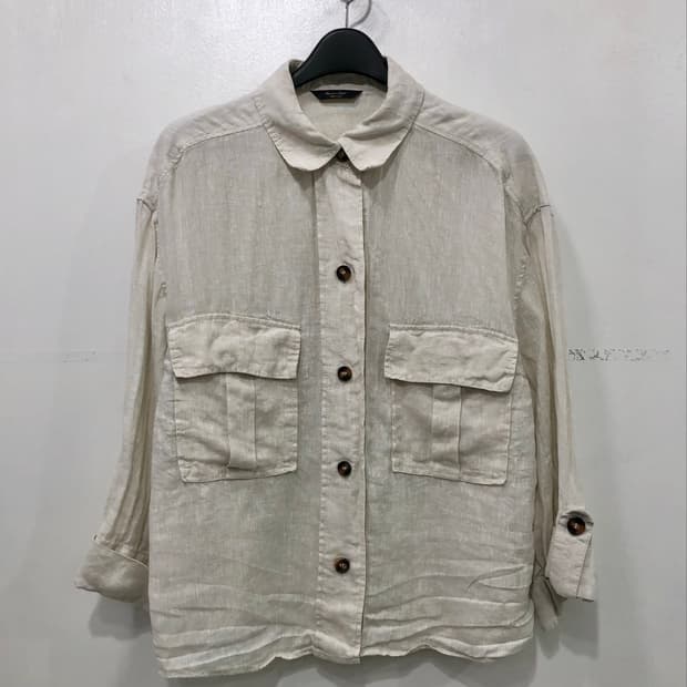 마시모두띠(Massimo Dutti) 린넨 100% 유틸리티 셔츠 XS