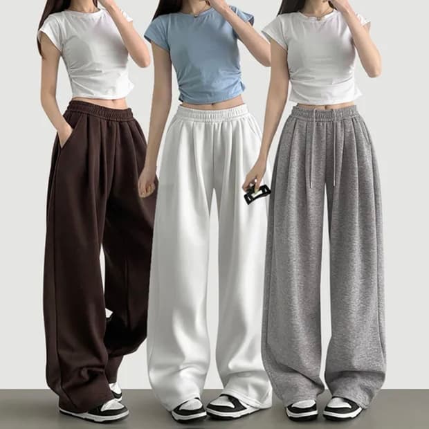 에이블리 와이드 트레이닝 팬츠 브라운 