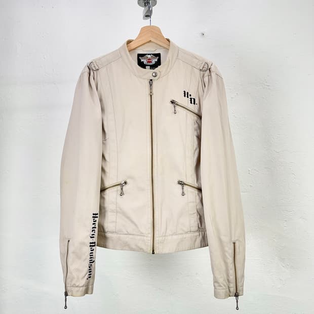 할리데이비슨 베이지 엠브로이드 라이더 코튼 자켓