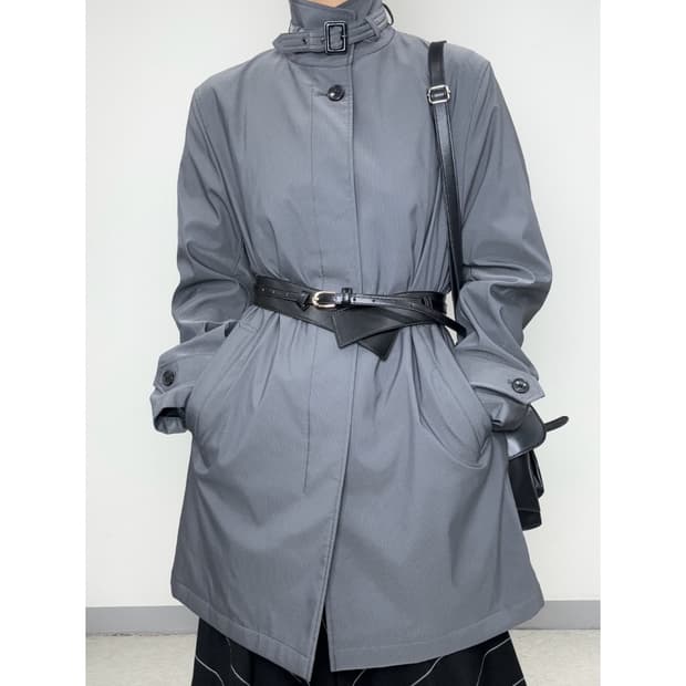 빈티지 그레이 하이넥 코트 점퍼