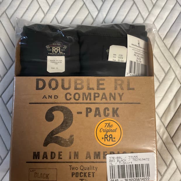 RRL 더블알엘 가먼트 다이 포켓 티셔츠 투팩 블랙 XL