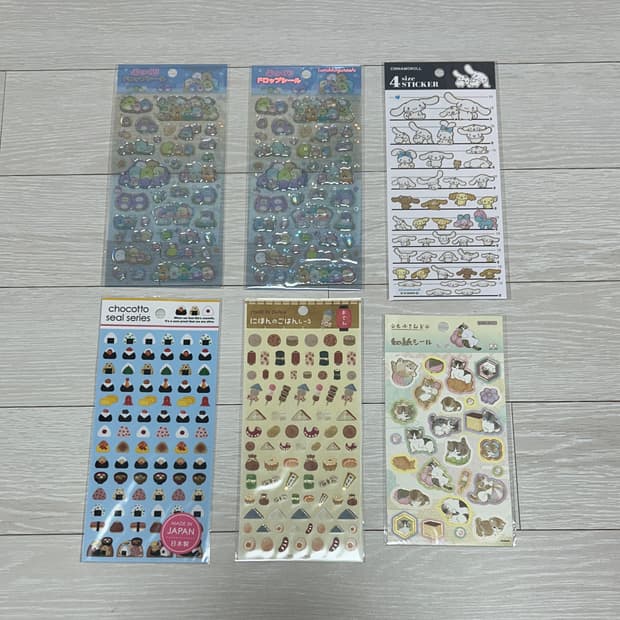 스티커 모음 (산엑스/시나모롤/일본음식/모프샌드)