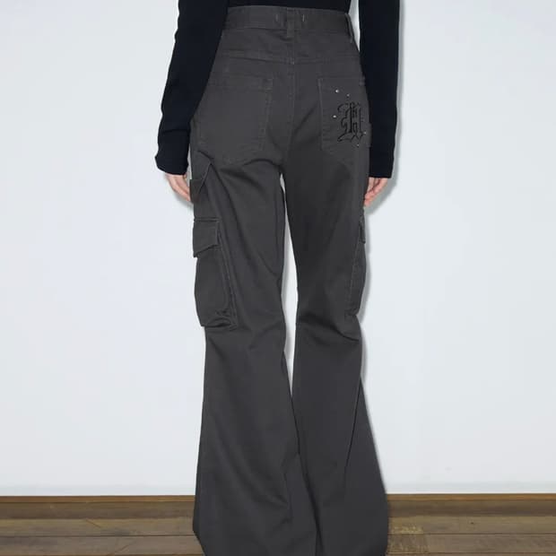 헬레네파리스 피그먼트 스터드 부츠컷 팬츠 그레이 S (새상품)