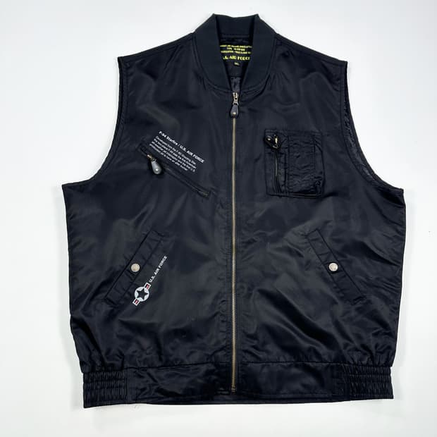 VTG 빈티지 US 미공군 복각 항공점퍼 조끼 블랙 3XL