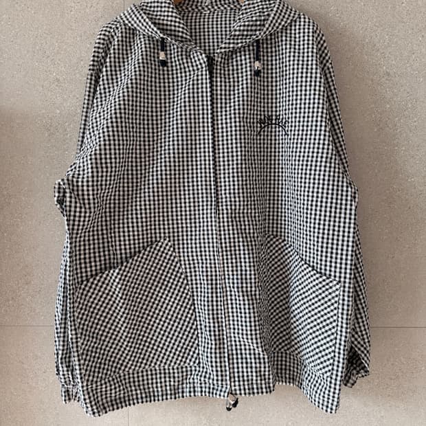 깅엄 후드 집업 오버핏 xl