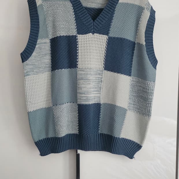 제네럴 아이디어 패치워크 니트조끼 M