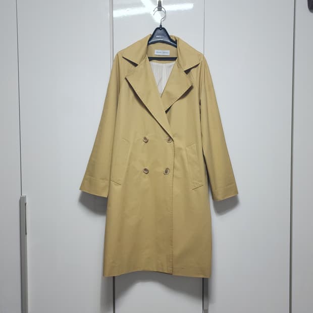 멜로디가든 베이직 코튼 트렌치코트 더블버튼 하프 롱 베이지 아우터