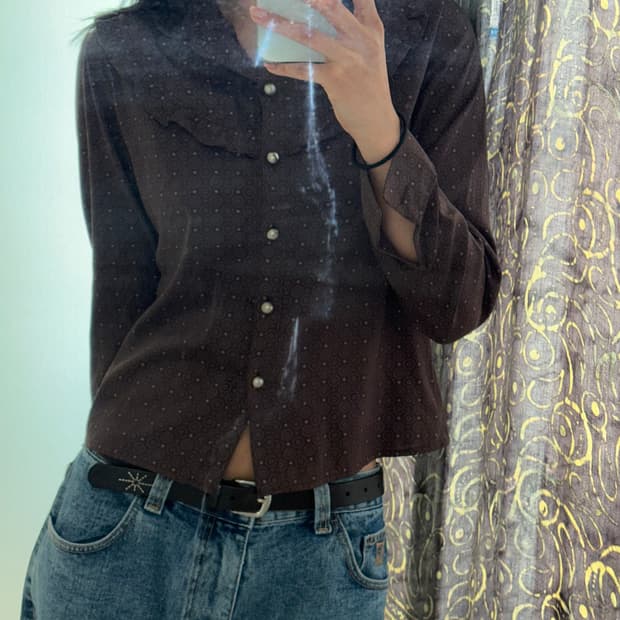 에스닉 브라운 블라우스
