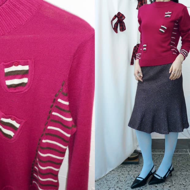 Plum mini pockets knit