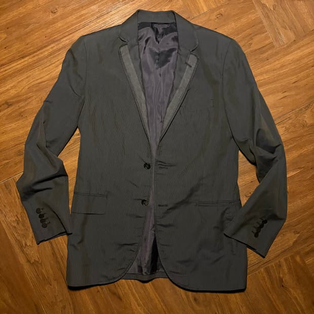 kemit contrast lapel wool silk blazer