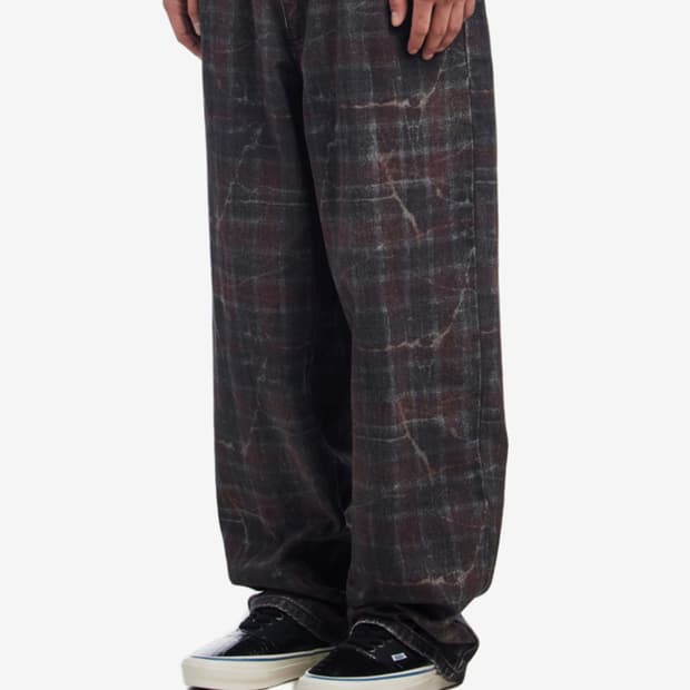 퍼킹어썸 디스트레스드 플레이드 페케 진스 마룬 32사이즈