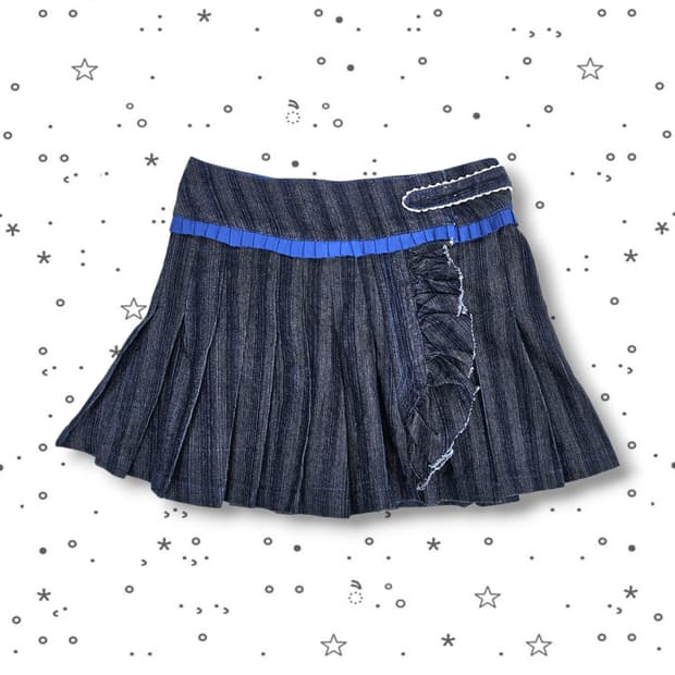 S VTG 빈티지 데님 플리츠 스커트