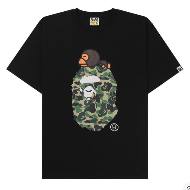 베이프 베이비 마일로 카모 그린 블랙 반팔