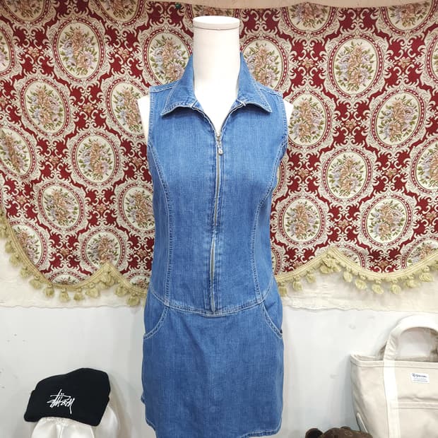 dkny 진스 90s 민소매 데님 원피스

