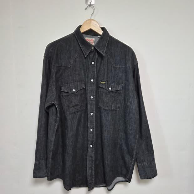 랭글러Wrangler 블랙 데님 웨스턴 셔츠 L 사이즈 - S455