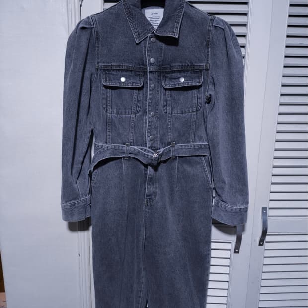 S 바이플로우 데님 점프슈트 청 그레이