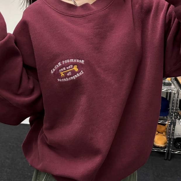 리 90s 아메리칸 오버사이즈 버건디 맨투맨