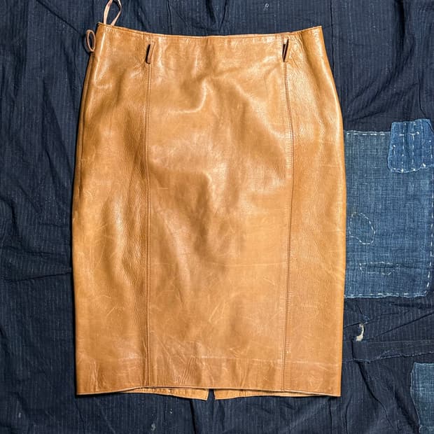 10‘s 폴로 랄프로렌 램스킨 A-라인 미디 스커트 4