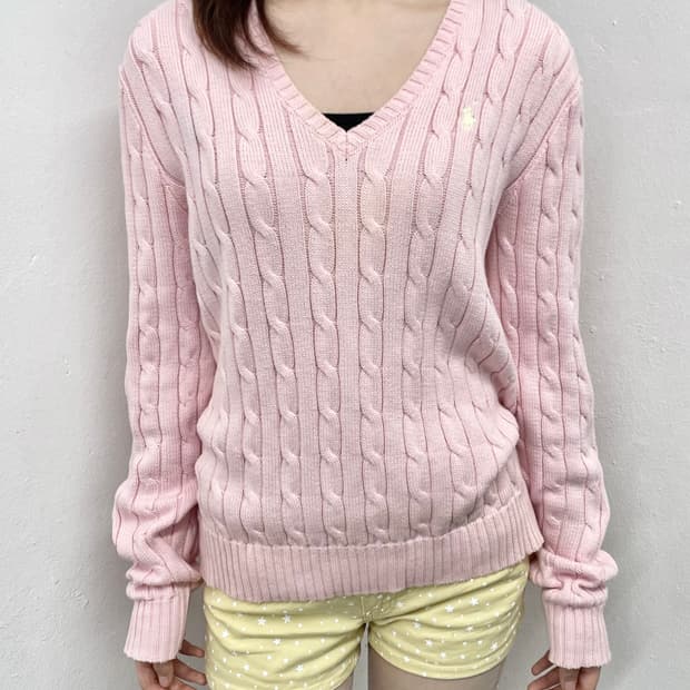 핑크 폴로 케이블 니트🌸