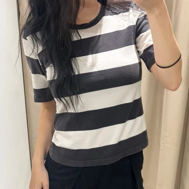 아네스베 클래식 스트라이프 코튼 반팔 티셔츠 R2974
