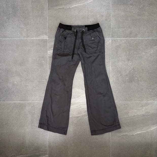 Charcoal wide bootscut banding cargo pt