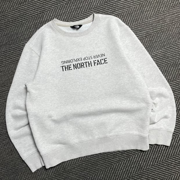 노스페이스 네버스탑 빅로고 스웻 그레이 맨투맨 y 5076