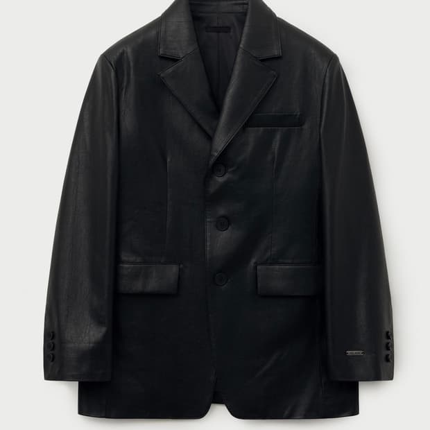 헬레네파리스 테일러드 오버핏 레더 블레이저