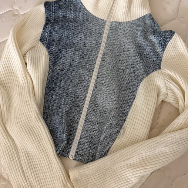 2000아카이브스 데님니트집업