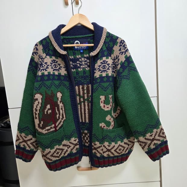 펜필드 노르딕 코위찬 니트집업 그린 S